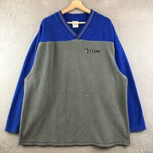 Vintage Disney‎ Goofy Fleece Pullover Sweatshirt V-Neck Blue & Gray XL